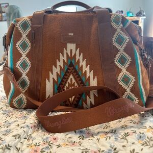 Wrangler Brown and Teal Aztec Travel Bag